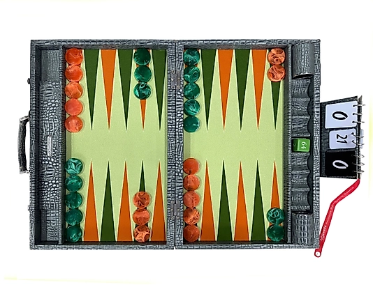 ArtGammon Green Alligator Backgammon Board