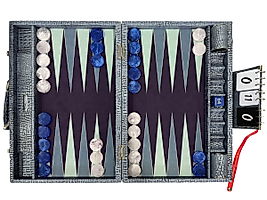ArtGammon Dark Blue Alligator Backgammon Board