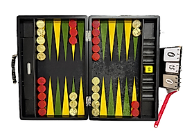 ArtGammon Beech wood Travel Backgammon Set Black