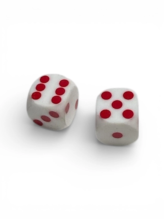 White Opaque Backgammon Precision Dice Red Pip