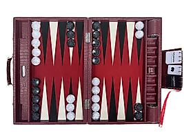 ArtGammon Burgundy Croco Backgammon Board