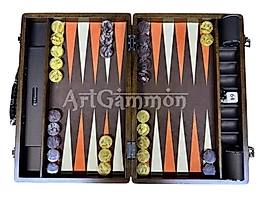 Beech wood Travel Backgammon Set Brownie