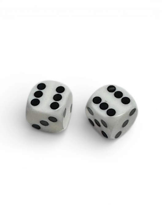 White Opaque Backgammon Precision Dice