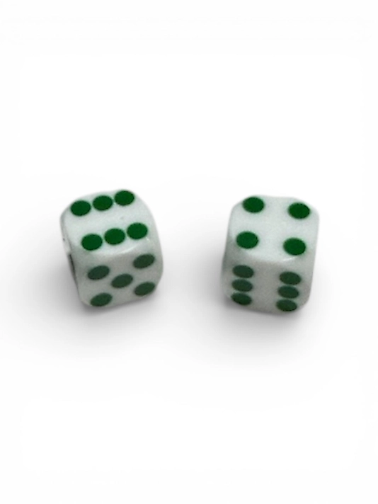 White Opaque Backgammon Precision Dice Green Pip