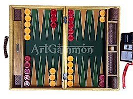 ArtGammon Bespoke Teak Wood Backgammon Set