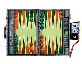 ArtGammon Green Alligator Backgammon Board