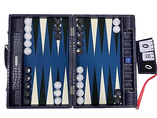ArtGammon Navy Blue Croco Backgammon Board