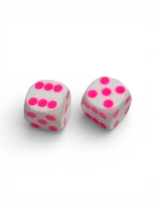 White Opaque Backgammon Precision Dice Pink Pip