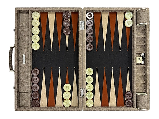 ArtGammon Cream Textile Look with 11mm checkers