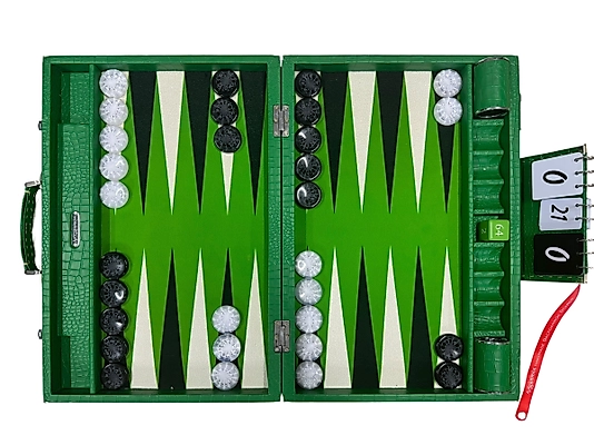 ArtGammon Green Croco Backgammon Board