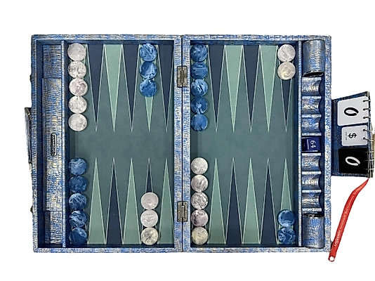 ArtGammon Blue Alligator Backgammon Board