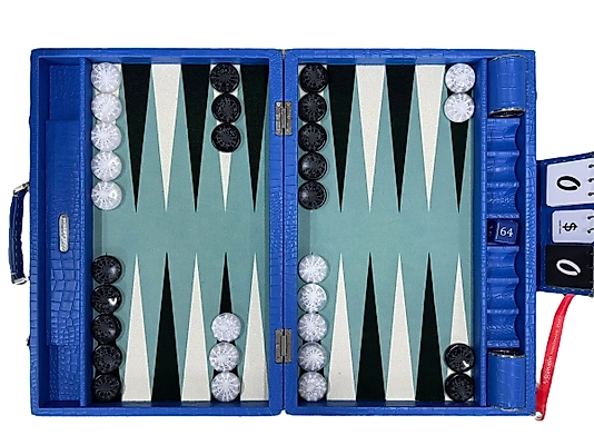 ArtGammon Blue Croco Backgammon Board