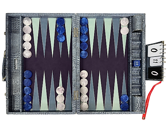 ArtGammon Dark Blue Alligator Backgammon Board