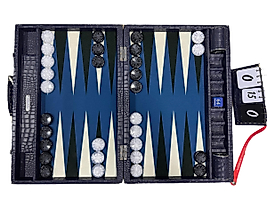 ArtGammon Navy Blue Croco Backgammon Board