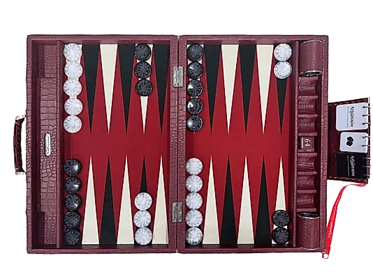 ArtGammon Burgundy Croco Backgammon Board