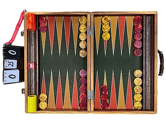 Bespoke Teak Wood Bacgammon Set Replaceable Surface