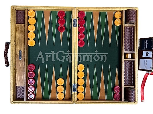 ArtGammon Bespoke Teak Wood Backgammon Set