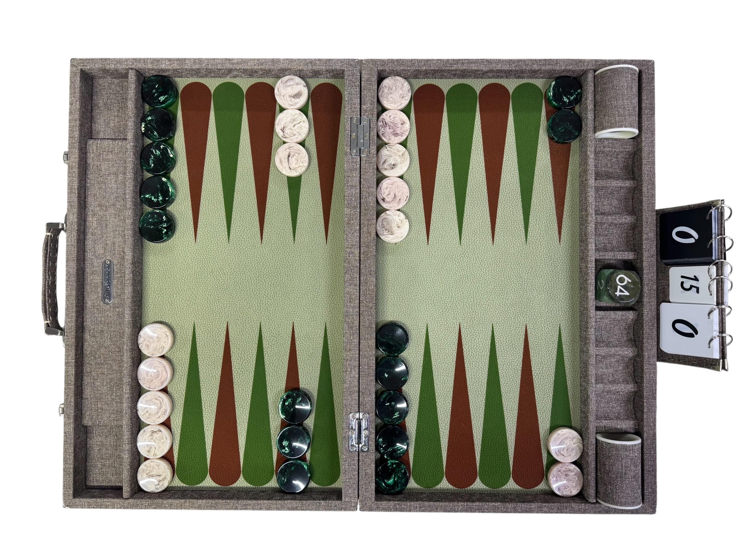 ArtGammon Cream Textile Look with 11.5mm BAKELITE checkers