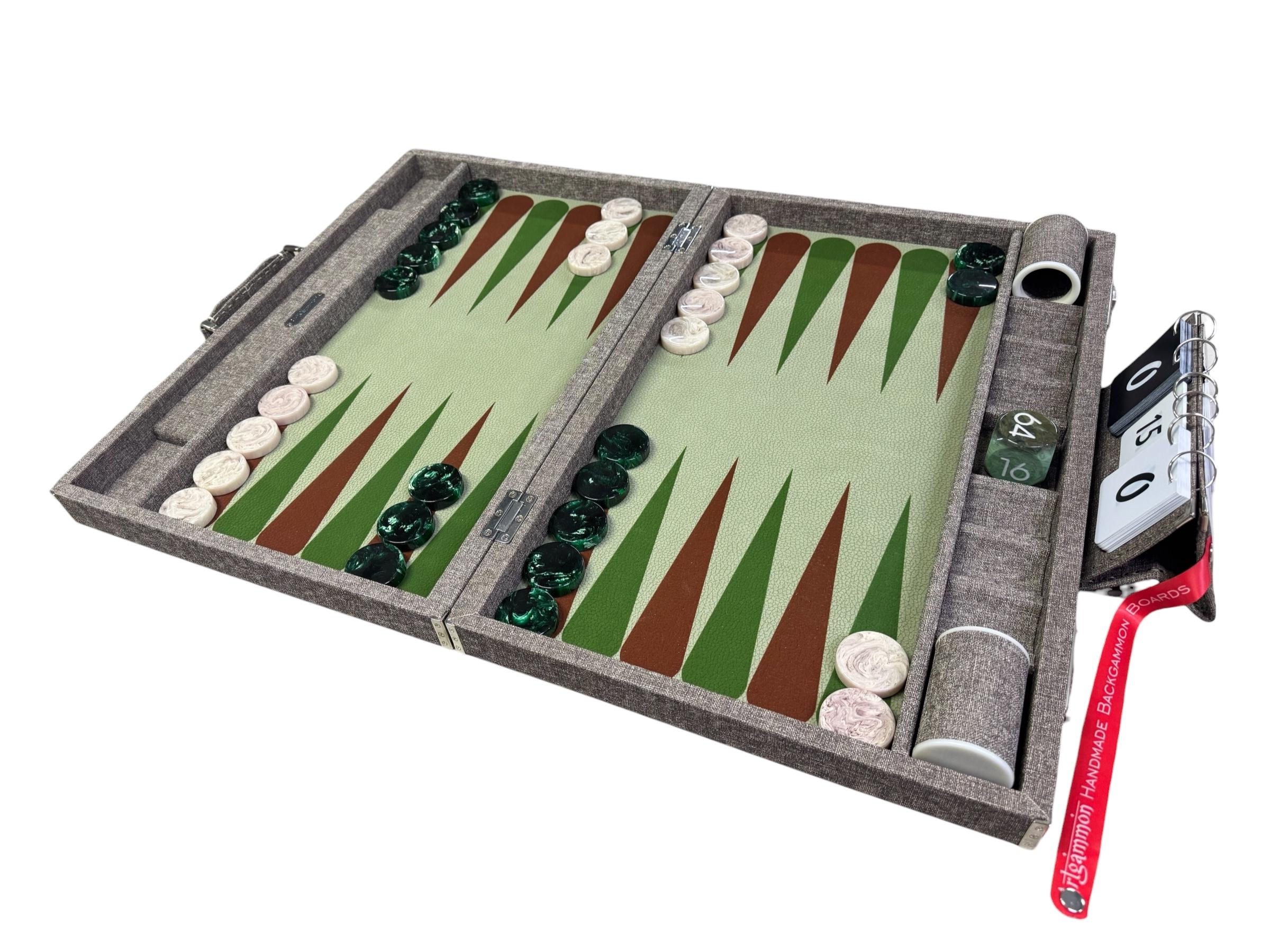 ArtGammon Cream Textile Look with 11.5mm BAKELITE checkers