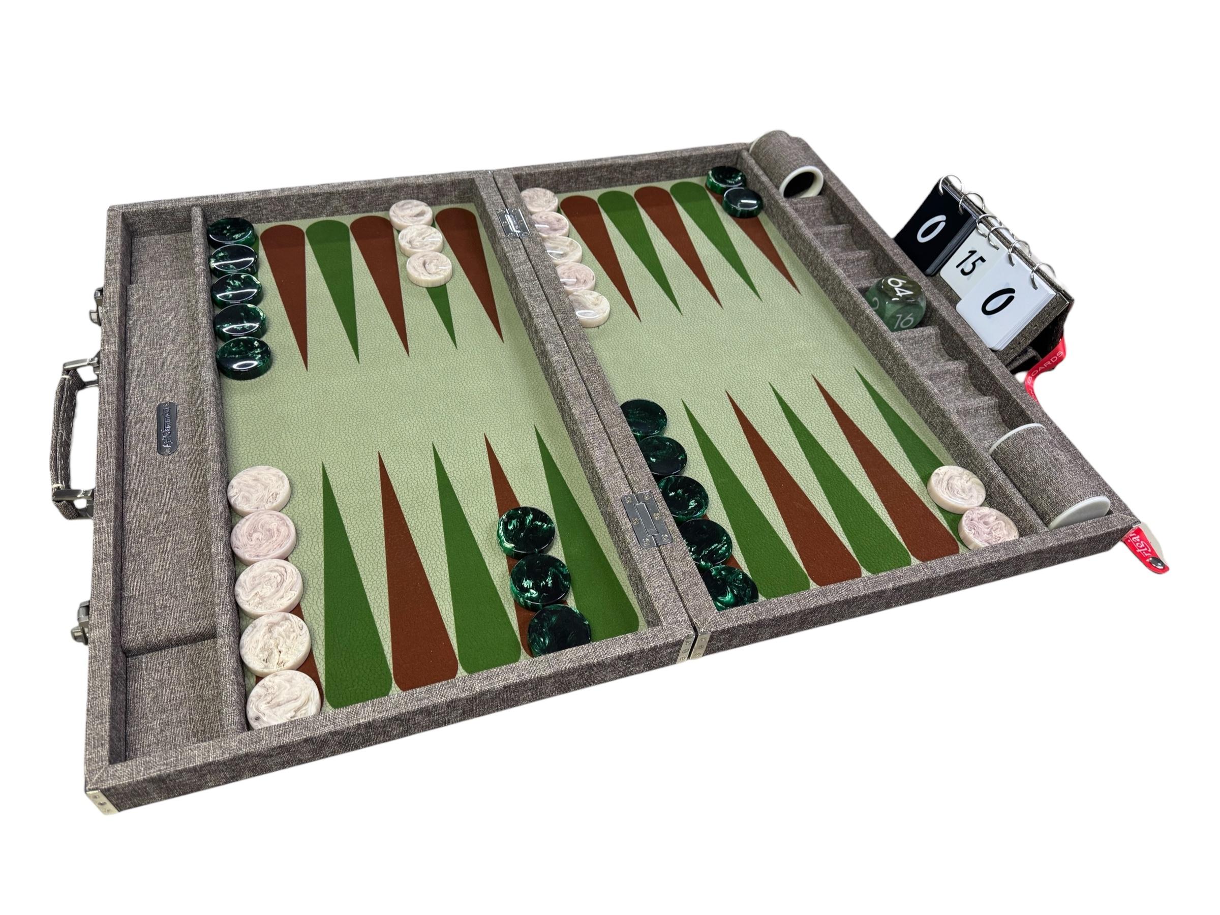 ArtGammon Cream Textile Look with 11.5mm BAKELITE checkers