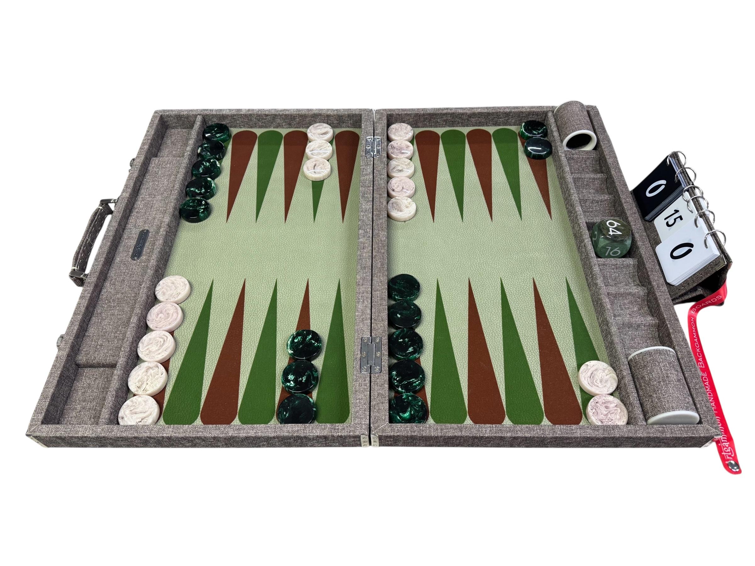 ArtGammon Cream Textile Look with 11.5mm BAKELITE checkers