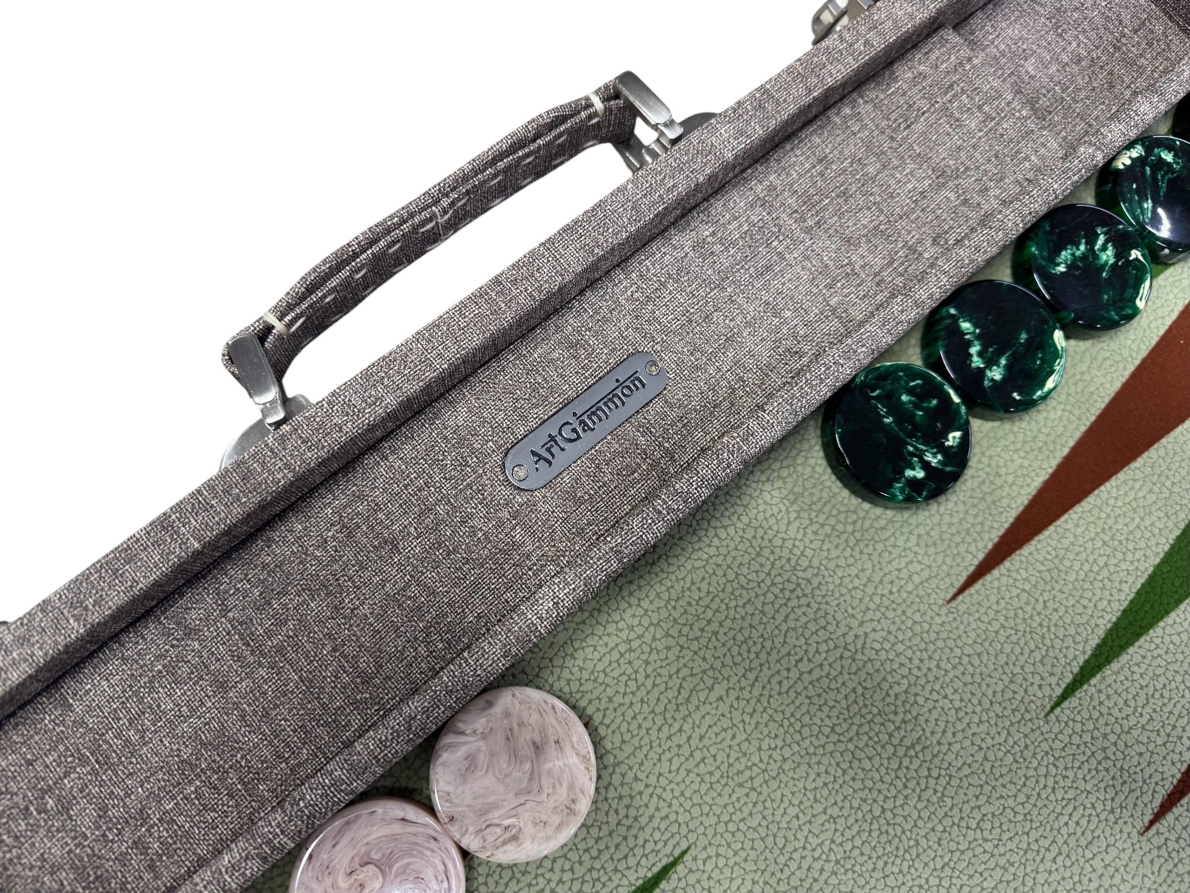 ArtGammon Cream Textile Look with 11.5mm BAKELITE checkers